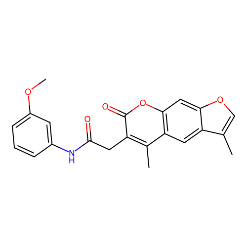 2-(3,5-dimethyl-7-oxo-7H-furo[3,2-g]chromen-6-yl)-N-(3-methoxyphenyl)acetamide structure