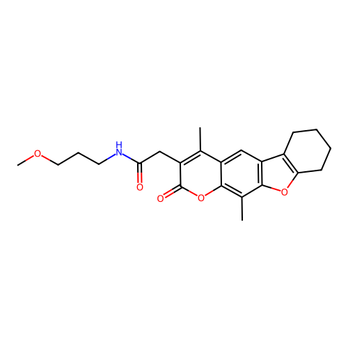 2-(4,11-dimethyl-2-oxo-6,7,8,9-tetrahydro-2H-benzofuro[3,2-g]chromen-3-yl)-N-(3-methoxypropyl)acetamide structure
