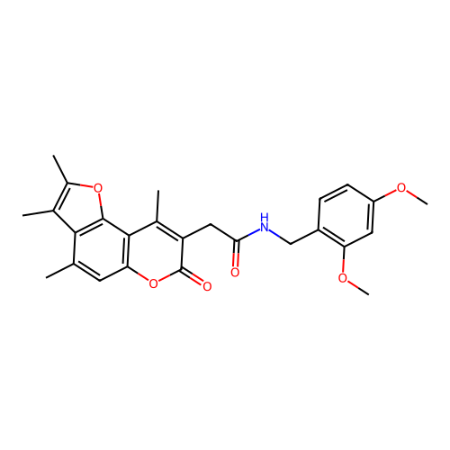 N-(2,4-dimethoxybenzyl)-2-(2,3,4,9-tetramethyl-7-oxo-7H-furo[2,3-f]chromen-8-yl)acetamide structure
