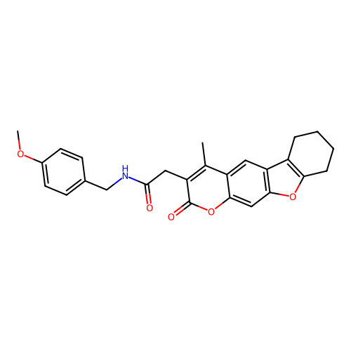 N-(4-methoxybenzyl)-2-(4-methyl-2-oxo-6,7,8,9-tetrahydro-2H-benzofuro[3,2-g]chromen-3-yl)acetamide structure