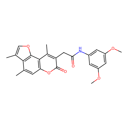 N-(3,5-dimethoxyphenyl)-2-(3,4,9-trimethyl-7-oxo-7H-furo[2,3-f]chromen-8-yl)acetamide structure