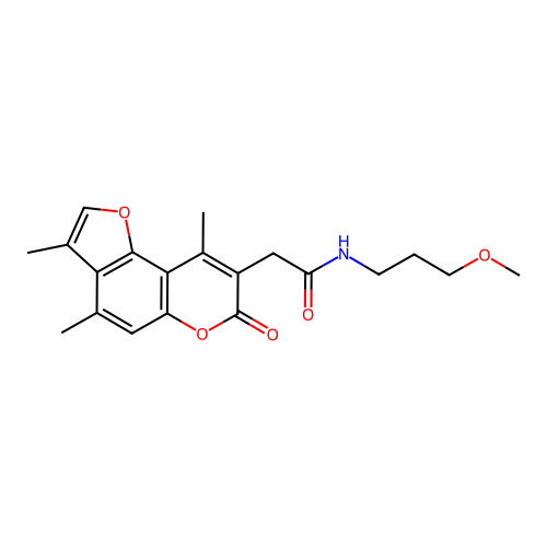 N-(3-methoxypropyl)-2-(3,4,9-trimethyl-7-oxo-7H-furo[2,3-f]chromen-8-yl)acetamide structure