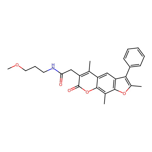 N-(3-methoxypropyl)-2-(2,5,9-trimethyl-7-oxo-3-phenyl-7H-furo[3,2-g]chromen-6-yl)acetamide structure