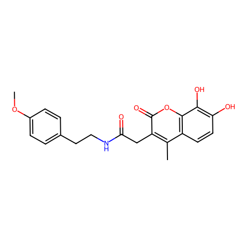 2-(7,8-dihydroxy-4-methyl-2-oxo-2H-chromen-3-yl)-N-(4-methoxyphenethyl)acetamide structure
