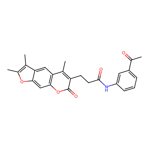 N-(3-acetylphenyl)-3-(2,3,5-trimethyl-7-oxo-7H-furo[3,2-g]chromen-6-yl)propanamide structure