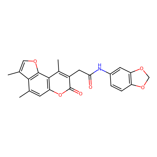 N-(benzo[d][1,3]dioxol-5-yl)-2-(3,4,9-trimethyl-7-oxo-7H-furo[2,3-f]chromen-8-yl)acetamide structure