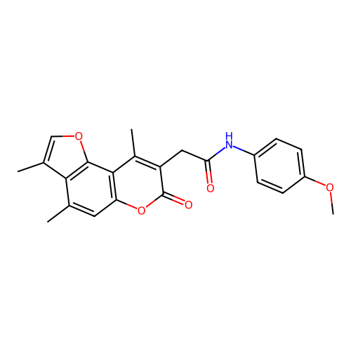 N-(4-methoxyphenyl)-2-(3,4,9-trimethyl-7-oxo-7H-furo[2,3-f]chromen-8-yl)acetamide structure