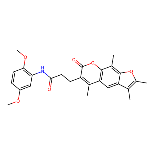 N-(2,5-dimethoxyphenyl)-3-(2,3,5,9-tetramethyl-7-oxo-7H-furo[3,2-g]chromen-6-yl)propanamide structure