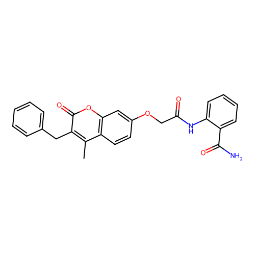 2-(2-((3-benzyl-4-methyl-2-oxo-2H-chromen-7-yl)oxy)acetamido)benzamide structure