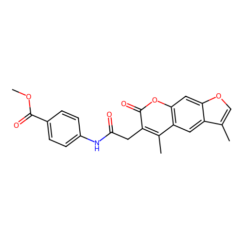 methyl 4-(2-(3,5-dimethyl-7-oxo-7H-furo[3,2-g]chromen-6-yl)acetamido)benzoate structure