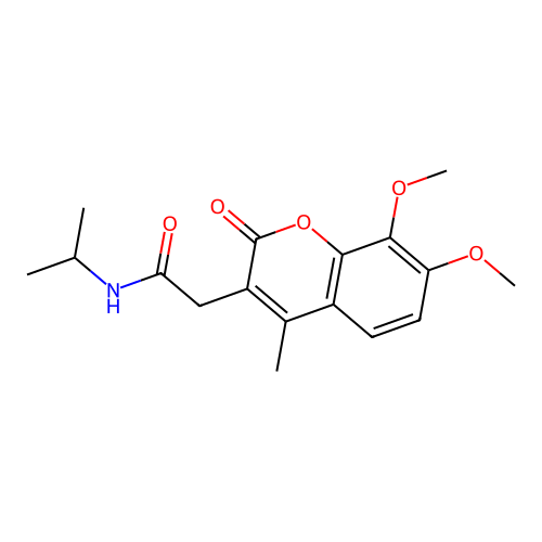 2-(7,8-dimethoxy-4-methyl-2-oxo-2H-chromen-3-yl)-N-isopropylacetamide structure