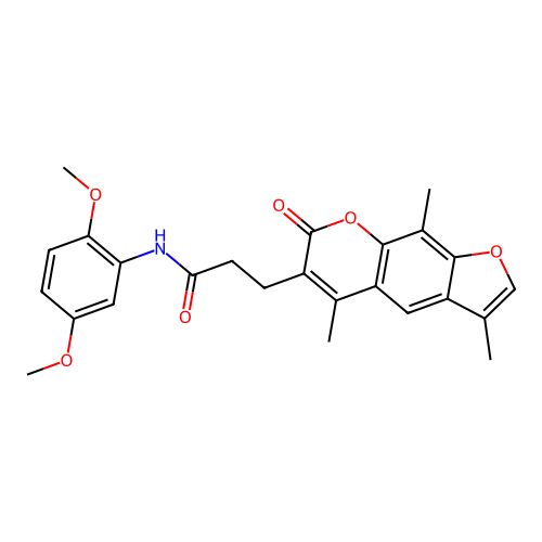 N-(2,5-dimethoxyphenyl)-3-(3,5,9-trimethyl-7-oxo-7H-furo[3,2-g]chromen-6-yl)propanamide structure