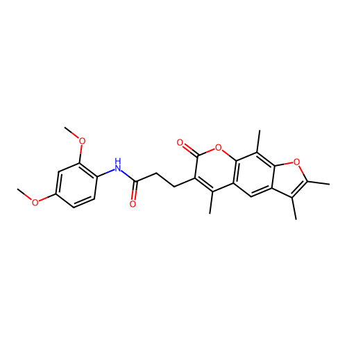 N-(2,4-dimethoxyphenyl)-3-(2,3,5,9-tetramethyl-7-oxo-7H-furo[3,2-g]chromen-6-yl)propanamide structure
