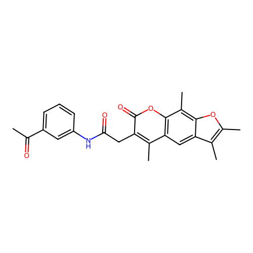 N-(3-acetylphenyl)-2-(2,3,5,9-tetramethyl-7-oxo-7H-furo[3,2-g]chromen-6-yl)acetamide structure