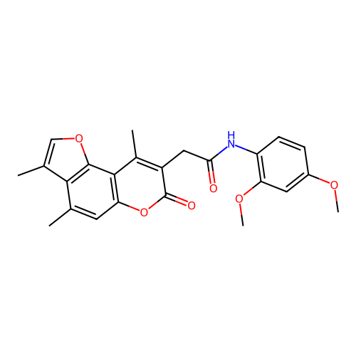 N-(2,4-dimethoxyphenyl)-2-(3,4,9-trimethyl-7-oxo-7H-furo[2,3-f]chromen-8-yl)acetamide structure