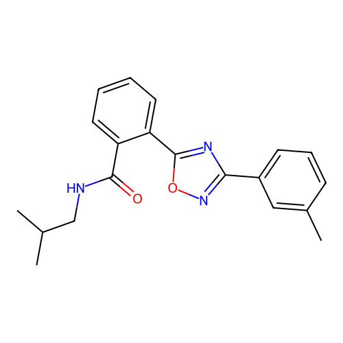 2-[3-(3-methylphenyl)-1,2,4-oxadiazol-5-yl]-N-(2-methylpropyl)benzamide structure
