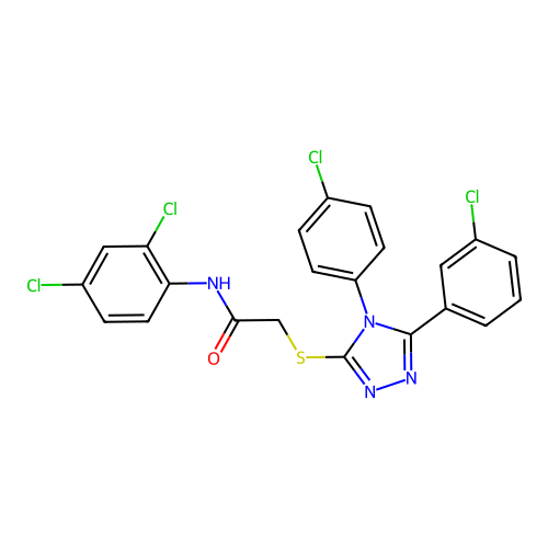 2-{[5-(3-chlorophenyl)-4-(4-chlorophenyl)-4H-1,2,4-triazol-3-yl]sulfanyl}-N-(2,4-dichlorophenyl)acetamide structure
