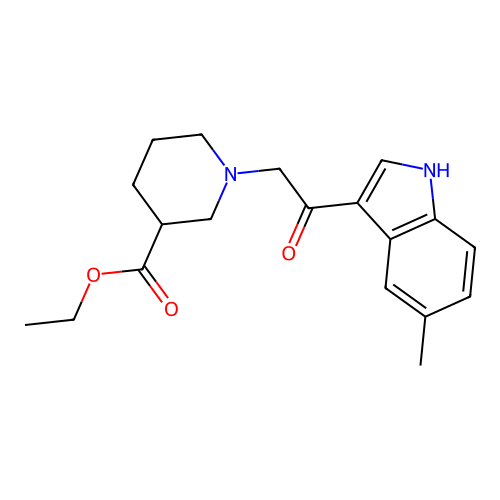 ethyl 1-[2-(5-methyl-1H-indol-3-yl)-2-oxoethyl]piperidine-3-carboxylate structure