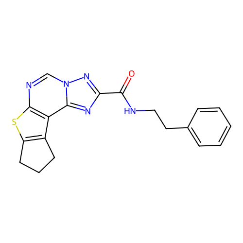N-(2-phenylethyl)-9,10-dihydro-8H-cyclopenta[4,5]thieno[3,2-e][1,2,4]triazolo[1,5-c]pyrimidine-2-carboxamide structure