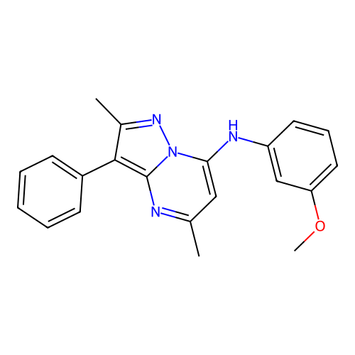 N-(3-methoxyphenyl)-2,5-dimethyl-3-phenylpyrazolo[1,5-a]pyrimidin-7-amine structure