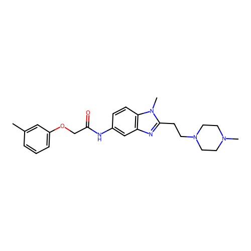 N-[1-methyl-2-[2-(4-methylpiperazin-1-yl)ethyl]benzimidazol-5-yl]-2-(3-methylphenoxy)acetamide structure