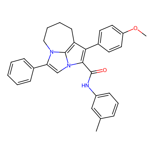 1-(4-methoxyphenyl)-4-phenyl-N-(m-tolyl)-5,6,7,8-tetrahydro-2a,4a-diazacyclopenta[cd]azulene-2-carboxamide structure