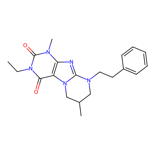 3-ethyl-1,7-dimethyl-9-(2-phenylethyl)-6,7,8,9-tetrahydropyrimido[2,1-f]purine-2,4(1H,3H)-dione structure