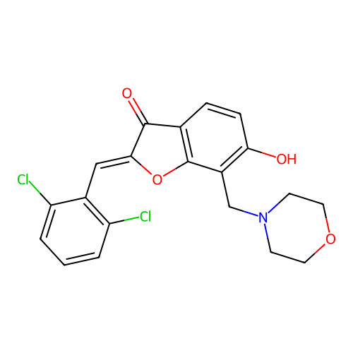 (Z)-2-(2,6-dichlorobenzylidene)-6-hydroxy-7-(morpholinomethyl)benzofuran-3(2H)-one structure