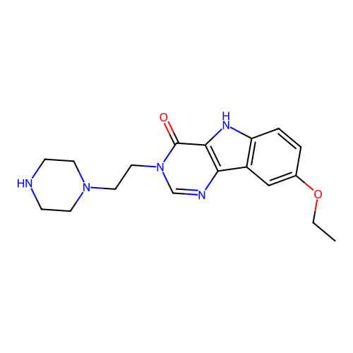 8-ethoxy-3-(2-(piperazin-1-yl)ethyl)-3H-pyrimido[5,4-b]indol-4(5H)-one structure