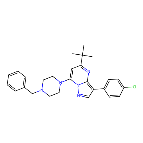 7-(4-benzylpiperazin-1-yl)-5-tert-butyl-3-(4-chlorophenyl)pyrazolo[1,5-a]pyrimidine structure