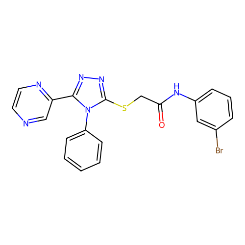 N-(3-bromophenyl)-2-[(4-phenyl-5-pyrazin-2-yl-1,2,4-triazol-3-yl)sulfanyl]acetamide structure