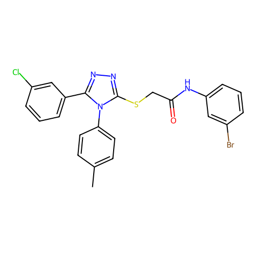 N-(3-bromophenyl)-2-[[5-(3-chlorophenyl)-4-(4-methylphenyl)-1,2,4-triazol-3-yl]sulfanyl]acetamide structure