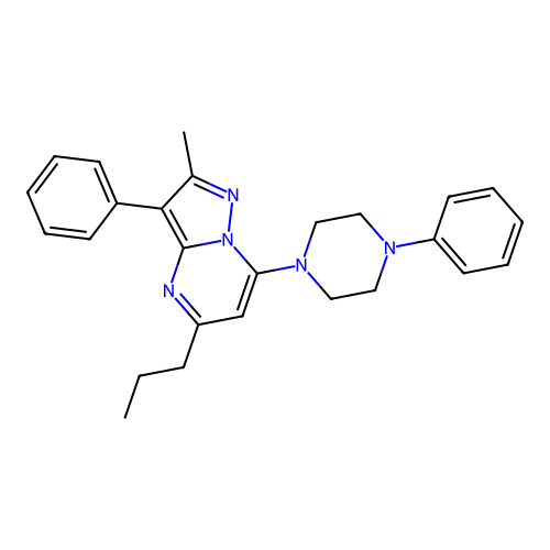 2-Methyl-3-phenyl-7-(4-phenylpiperazin-1-yl)-5-propylpyrazolo[1,5-a]pyrimidine structure