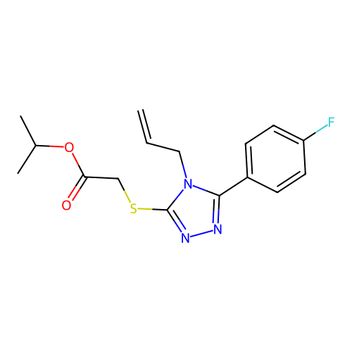isopropyl 2-((4-allyl-5-(4-fluorophenyl)-4H-1,2,4-triazol-3-yl)thio)acetate structure