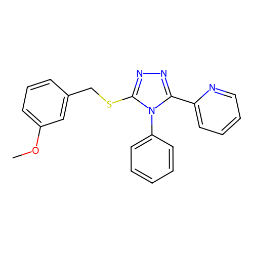 2-{5-[(3-methoxybenzyl)sulfanyl]-4-phenyl-4H-1,2,4-triazol-3-yl}pyridine structure