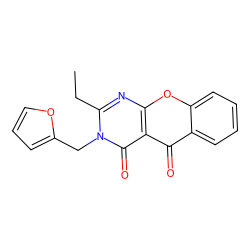 2-ethyl-3-(furan-2-ylmethyl)-4H-chromeno[2,3-d]pyrimidine-4,5(3H)-dione structure