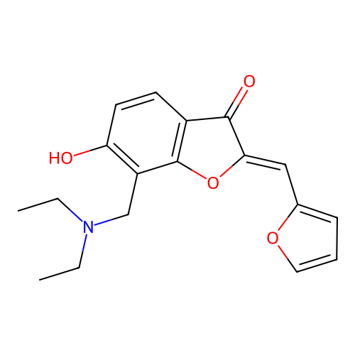 (Z)-7-((diethylamino)methyl)-2-(furan-2-ylmethylene)-6-hydroxybenzofuran-3(2H)-one structure