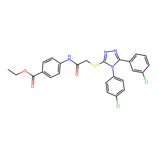 ethyl 4-(2-((5-(3-chlorophenyl)-4-(4-chlorophenyl)-4H-1,2,4-triazol-3-yl)thio)acetamido)benzoate structure