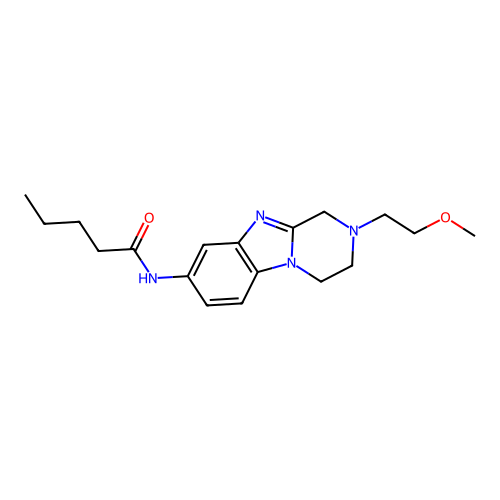 N-[2-(2-methoxyethyl)-1,2,3,4-tetrahydropyrazino[1,2-a]benzimidazol-8-yl]pentanamide structure