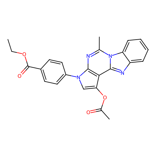 ethyl 4-(1-acetoxy-5-methyl-3H-benzo[4,5]imidazo[1,2-c]pyrrolo[3,2-e]pyrimidin-3-yl)benzoate structure