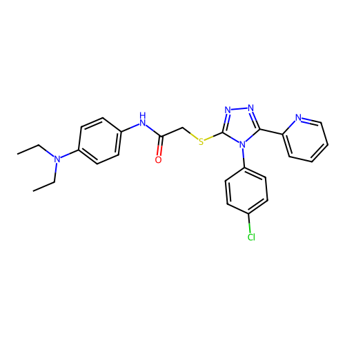 2-{[4-(4-chlorophenyl)-5-(pyridin-2-yl)-4H-1,2,4-triazol-3-yl]sulfanyl}-N-[4-(diethylamino)phenyl]acetamide structure