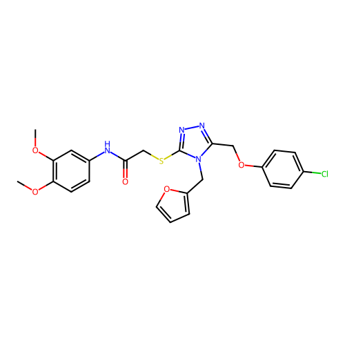 2-((5-((4-chlorophenoxy)methyl)-4-(furan-2-ylmethyl)-4H-1,2,4-triazol-3-yl)thio)-N-(3,4-dimethoxyphenyl)acetamide structure