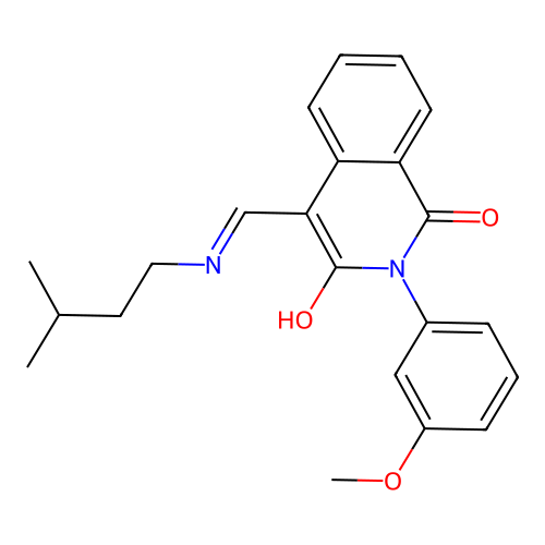 2-(3-methoxyphenyl)-4-[(3-methylbutylamino)methylidene]isoquinoline-1,3-dione structure