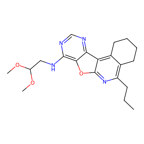 N-(2,2-dimethoxyethyl)-5-propyl-1,2,3,4-tetrahydropyrimido[4',5':4,5]furo[2,3-c]isoquinolin-8-amine structure