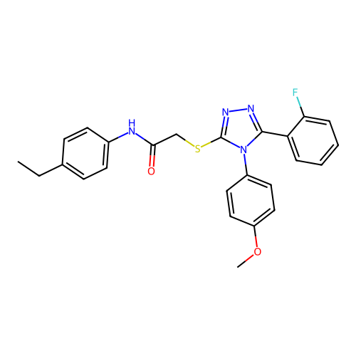 N-(4-ethylphenyl)-2-[[5-(2-fluorophenyl)-4-(4-methoxyphenyl)-1,2,4-triazol-3-yl]sulfanyl]acetamide structure