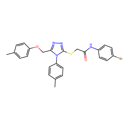 N-(4-bromophenyl)-2-((4-(p-tolyl)-5-((p-tolyloxy)methyl)-4H-1,2,4-triazol-3-yl)thio)acetamide structure