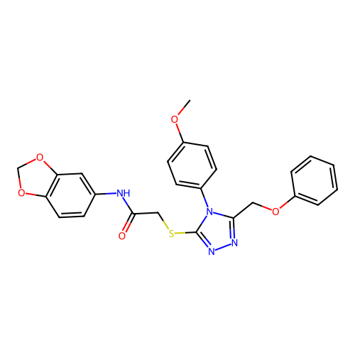 N-(1,3-benzodioxol-5-yl)-2-[[4-(4-methoxyphenyl)-5-(phenoxymethyl)-1,2,4-triazol-3-yl]sulfanyl]acetamide structure