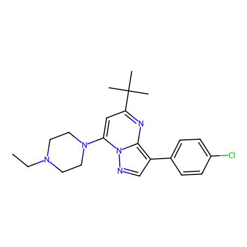 5-(tert-butyl)-3-(4-chlorophenyl)-7-(4-ethylpiperazin-1-yl)pyrazolo[1,5-a]pyrimidine structure