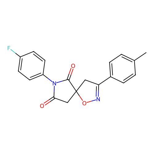 7-(4-fluorophenyl)-3-(4-methylphenyl)-1-oxa-2,7-diazaspiro[4.4]non-2-ene-6,8-dione structure