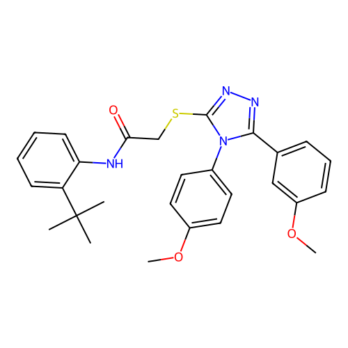 N-(2-tert-butylphenyl)-2-{[5-(3-methoxyphenyl)-4-(4-methoxyphenyl)-4H-1,2,4-triazol-3-yl]sulfanyl}acetamide structure